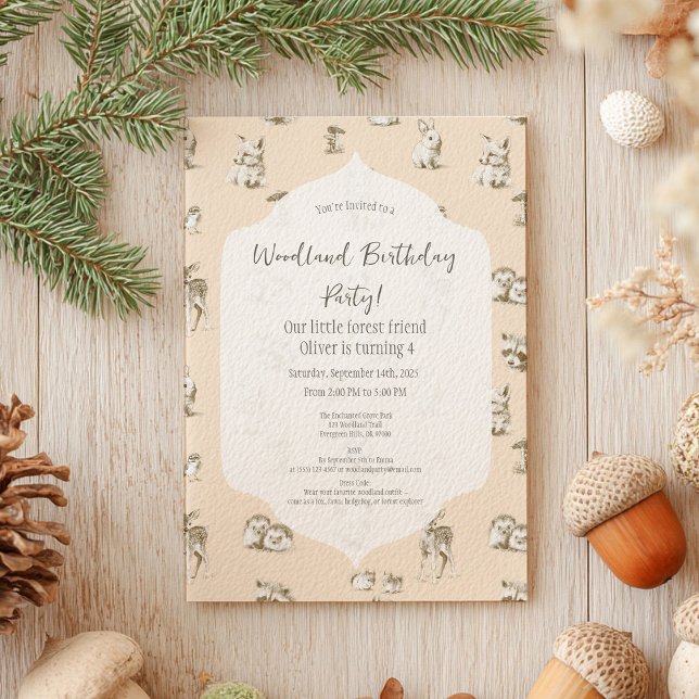 Invitación de cumpleaños para bebés de Woodland (Subido por el creador)