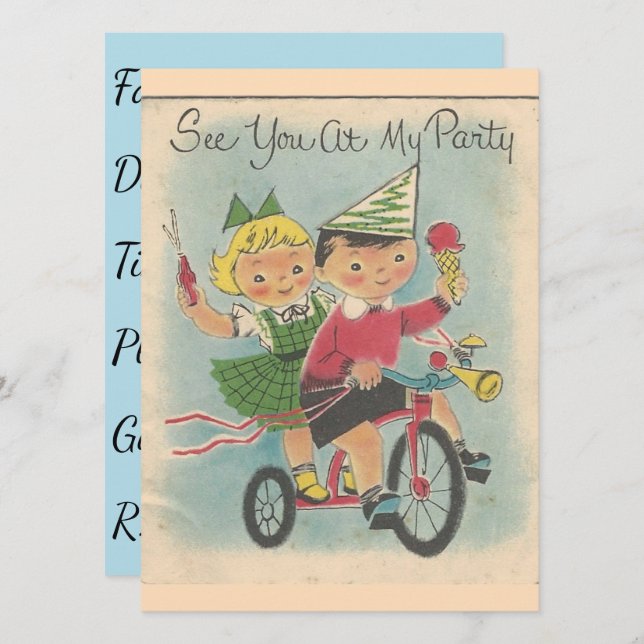 Invitación de cumpleaños para bicicletas (Anverso / Reverso)