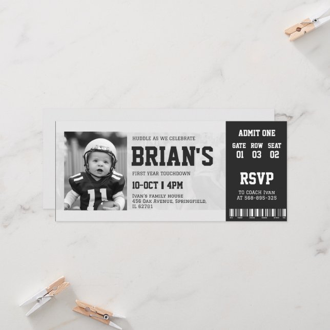 invitación de cumpleaños para boletos de fútbol (Anverso/Reverso In Situ)