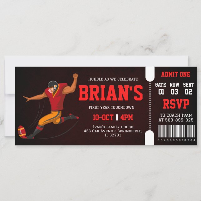 invitación de cumpleaños para boletos de fútbol (Anverso)