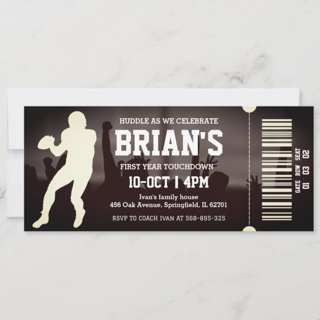 invitación de cumpleaños para boletos de fútbol (Anverso)
