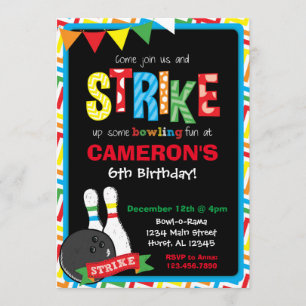 Invitación de cumpleaños para bolos, boliche