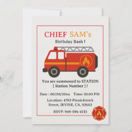 Invitación de cumpleaños para bombero
