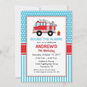 Invitación de cumpleaños para bombero