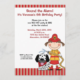 Invitación de cumpleaños para bombero Lil Firetruc