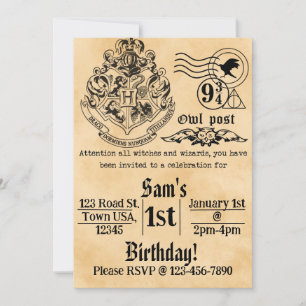 Invitación de cumpleaños para brujas y magos