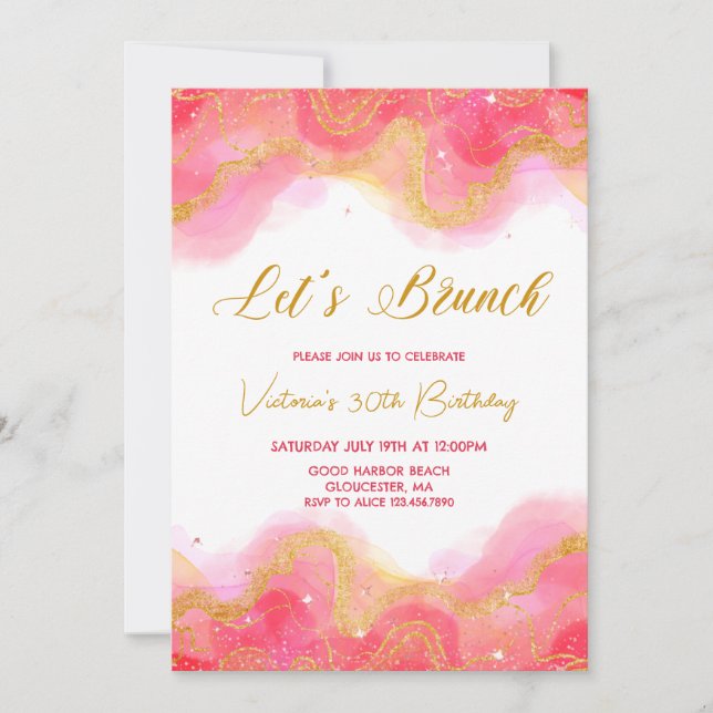 Invitación de cumpleaños para brunch (Anverso)