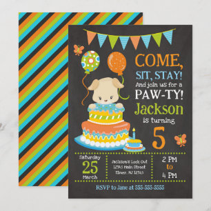 Invitación de cumpleaños para cachorro Fiesta de P