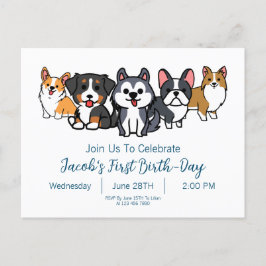Invitación de cumpleaños para cachorros de perro c