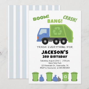 Invitación de cumpleaños para camión de basura