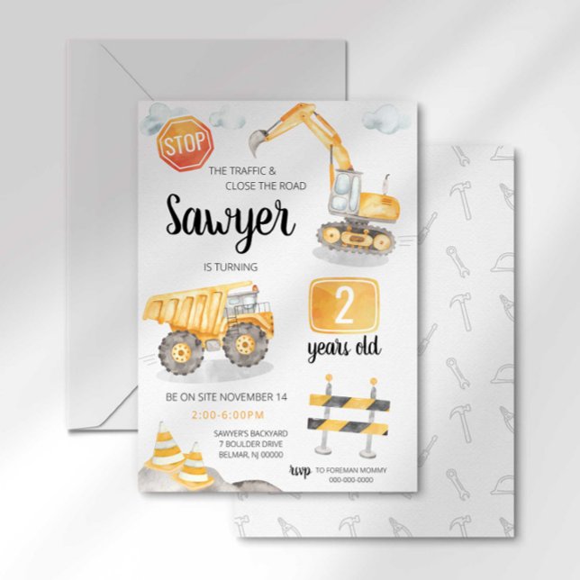 Invitación de cumpleaños para camión de volteo de  (Subido por el creador)