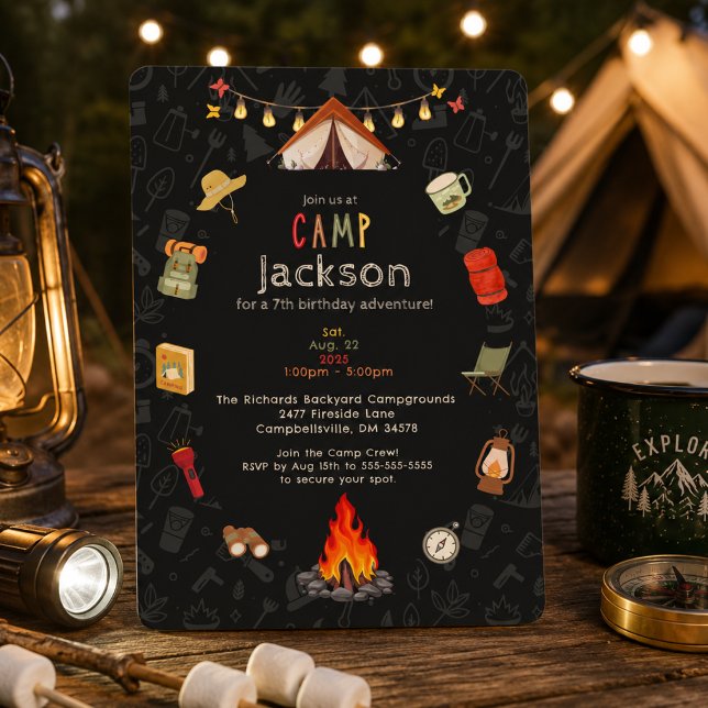 Invitación de cumpleaños para camping de niños (Subido por el creador)