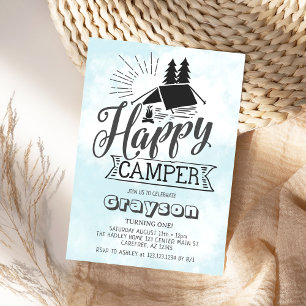Invitación de cumpleaños para campista feliz