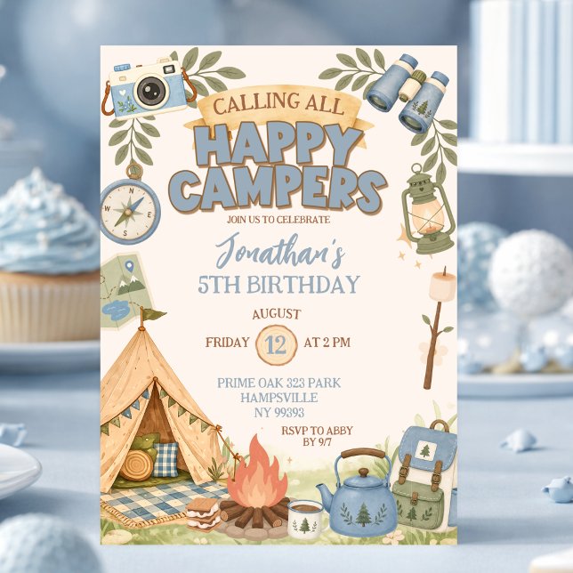 Invitación de cumpleaños para campistas felices az (Subido por el creador)