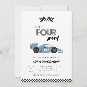 Invitación de cumpleaños para carrera de coches Ne