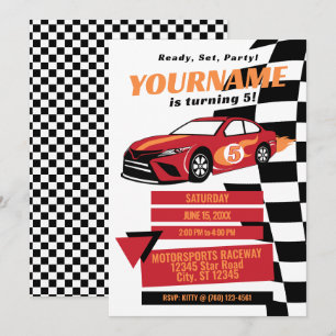 Invitación de cumpleaños para carreras de autos (R
