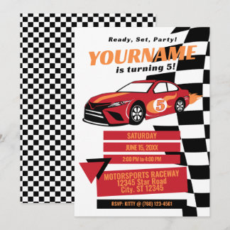 Invitación de cumpleaños para carreras de autos (R