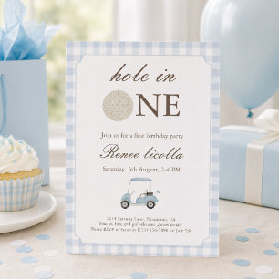 Invitación de cumpleaños para carrito de golf Blue