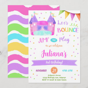 Invitación de cumpleaños para casa de rebote color