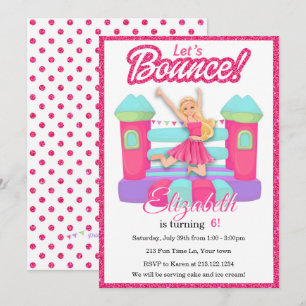 Invitación de cumpleaños para casa de rebote de mu