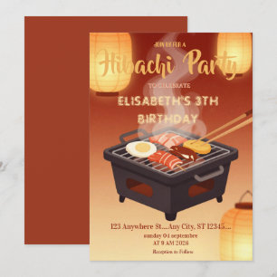 Invitación de cumpleaños para cena de Hibachi japo