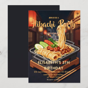 Invitación de cumpleaños para cena de Hibachi japo