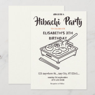 Invitación de cumpleaños para cena de Hibachi japo