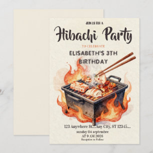 Invitación de cumpleaños para cena de Hibachi japo