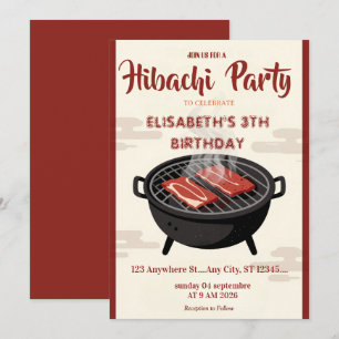 Invitación de cumpleaños para cena de Hibachi japo