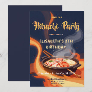 Invitación de cumpleaños para cena de Hibachi japo