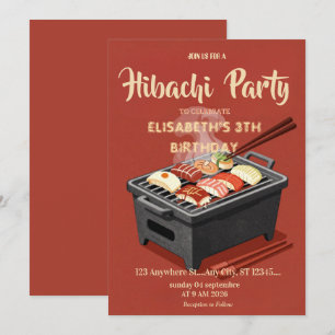 Invitación de cumpleaños para cena de Hibachi japo