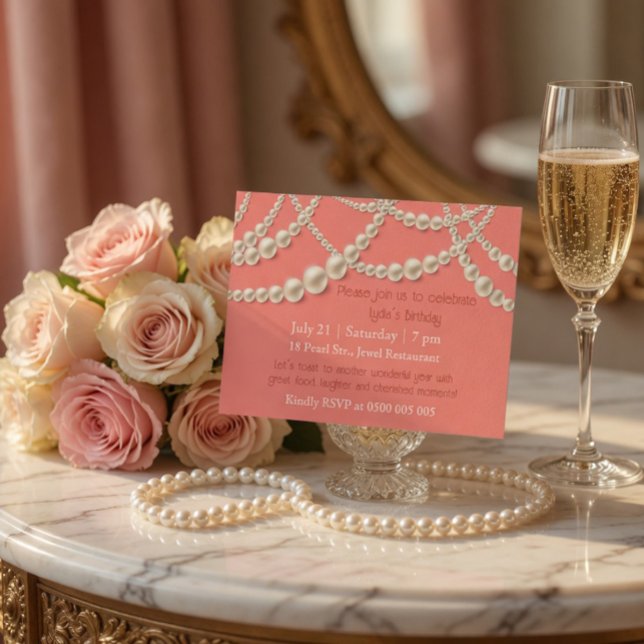 Invitación de cumpleaños para cena elegante perla (Subido por el creador)