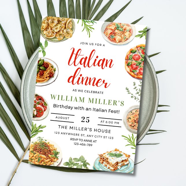 Invitación de cumpleaños para cena italiana, cumpl (Subido por el creador)