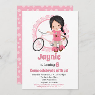 Invitación de cumpleaños para Chica de bicicleta -