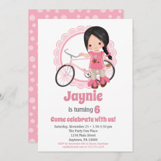 Invitación de cumpleaños para Chica de bicicleta -
