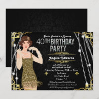 Invitación de cumpleaños para chica Flapper