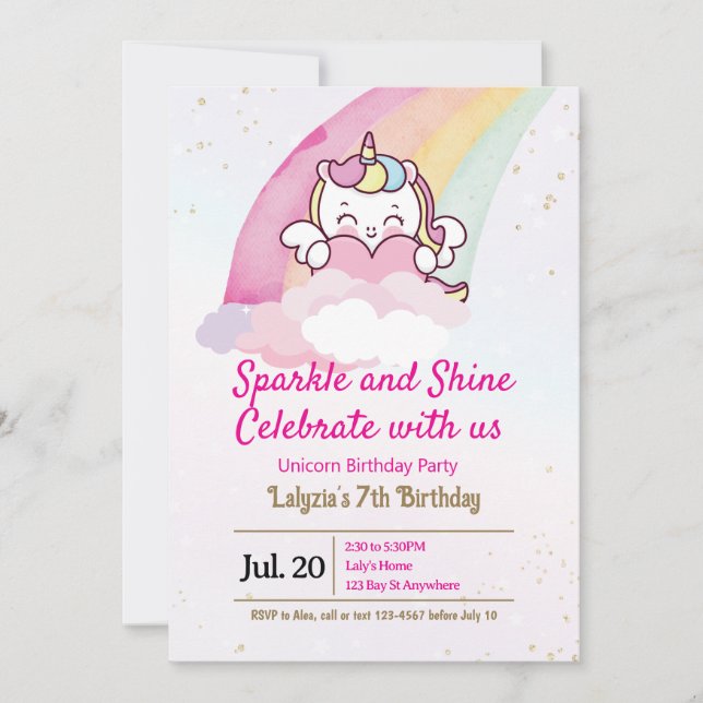 Invitación de cumpleaños para Chicas (Anverso)