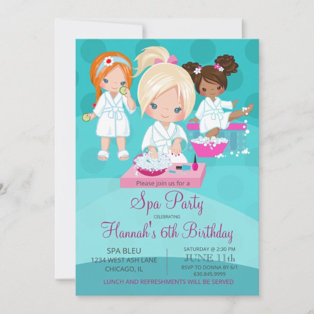 Invitación de cumpleaños para Chicas (Anverso)