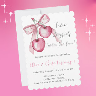 Invitación de cumpleaños para Chicas a mellizos de
