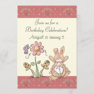Invitación de cumpleaños para Chicas de conejo y f
