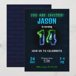 invitación de cumpleaños para chico de 14 años