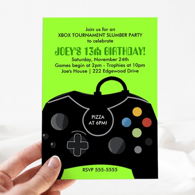 Invitación de cumpleaños para chicos a una estació (Video Gamer Birthday Invitation )