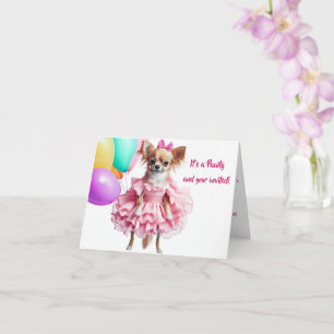 Invitación de cumpleaños para Chihuahua con volant