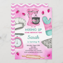 Invitación de cumpleaños para cocinar en color ros