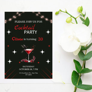 Invitación de cumpleaños para cóctel glamuroso