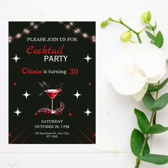 Invitación de cumpleaños para cóctel glamuroso (Subido por el creador)