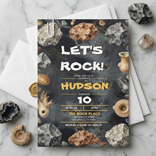 Invitación de cumpleaños para coleccionar rocas, t (Subido por el creador)