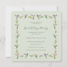 Invitación de cumpleaños para colibríes de Anna