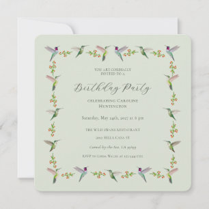 Invitación de cumpleaños para colibríes de Anna