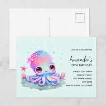 Invitación de cumpleaños para criatura marina pulp